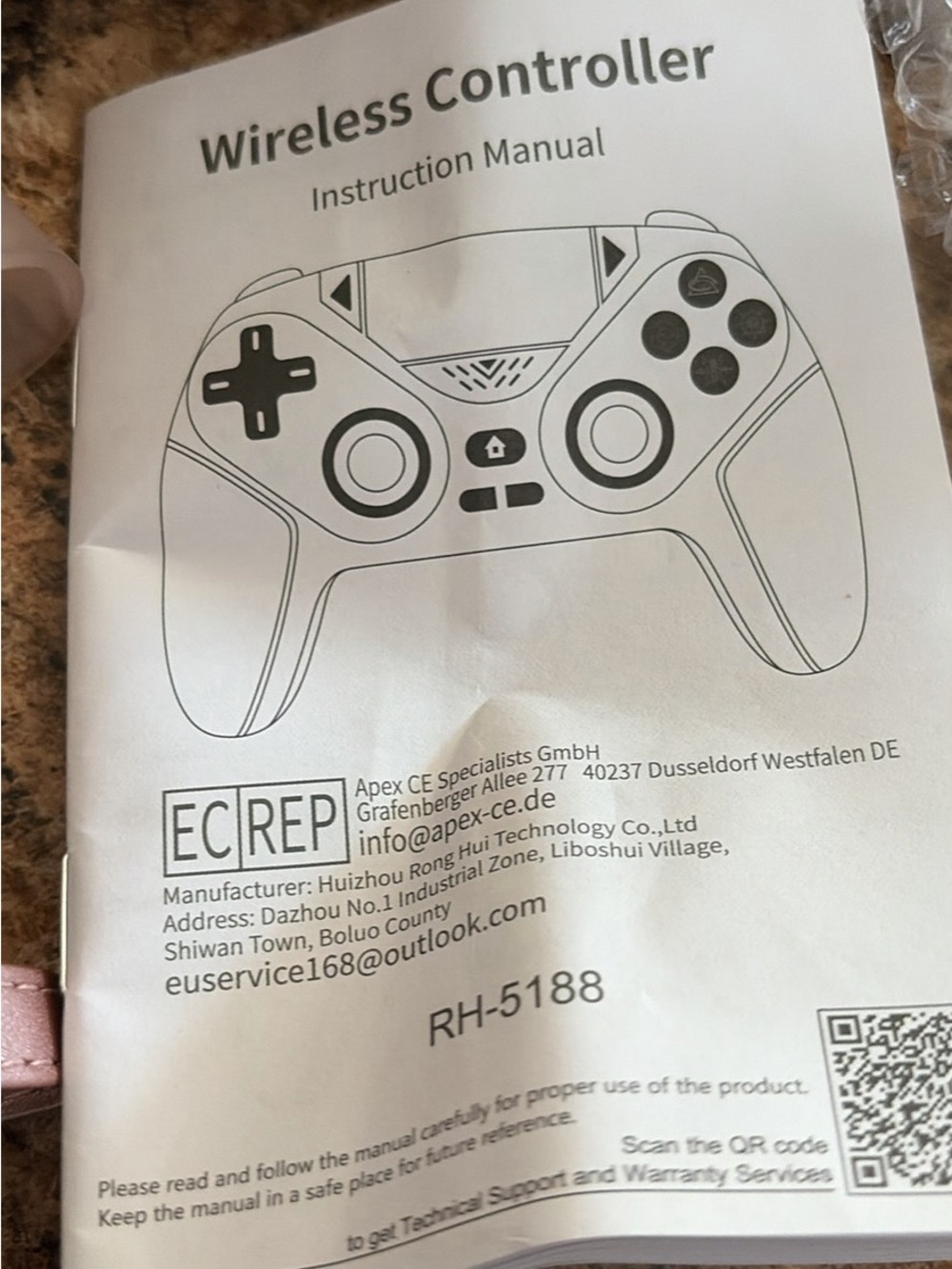 Wireless RH-5188 Black Wireless Controller for ps5 compatible